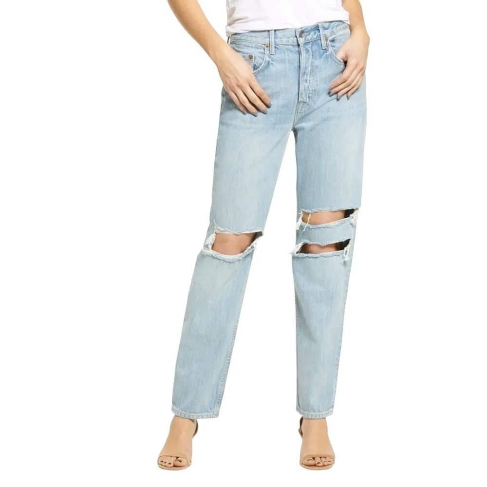 GRLFRND Isabeli High Waist Distressed Straight Leg Jeans in Wish You Would